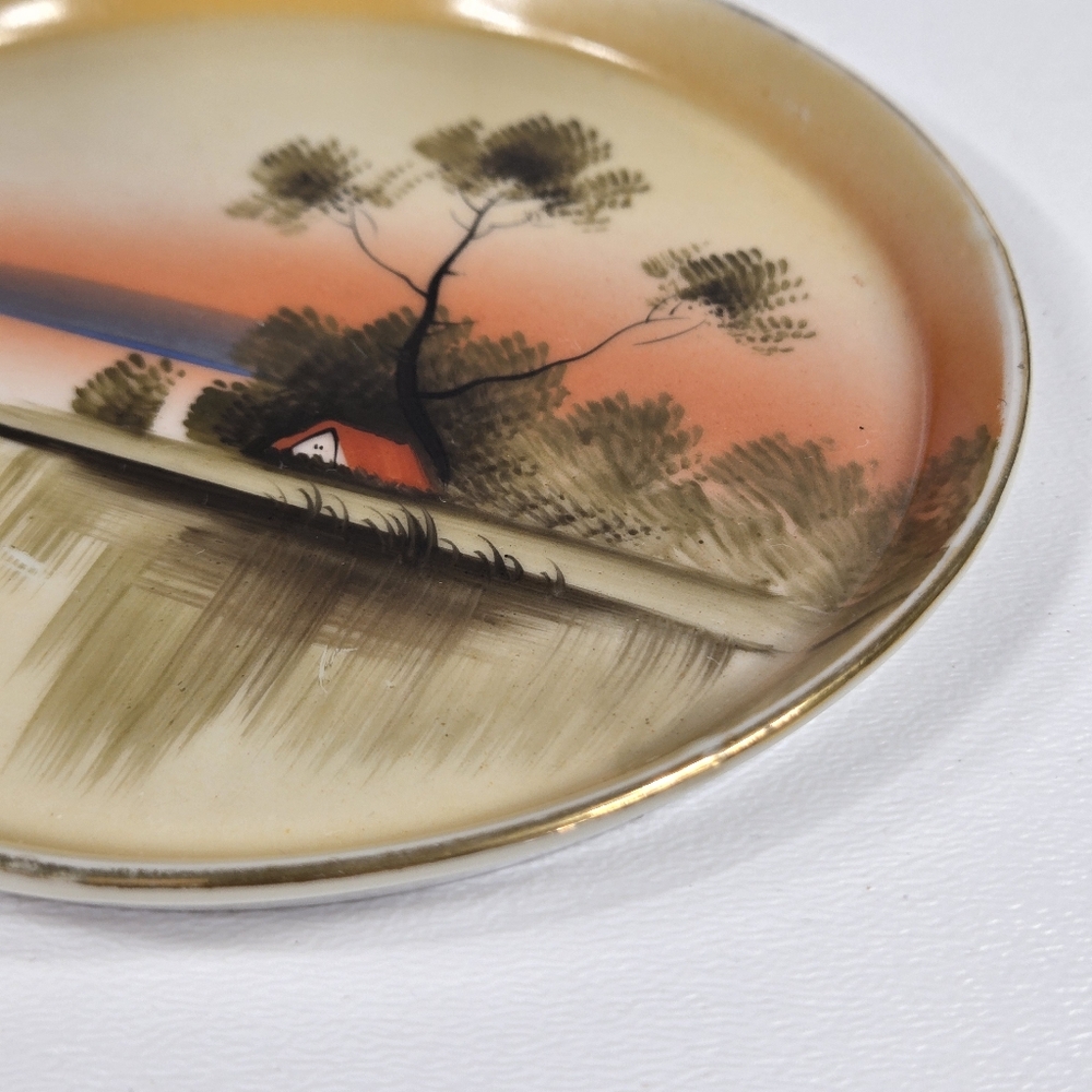 Antique Porcelain Made In Japan Tree In The Meadow Trinket Dish Catchall Japan - Picture 8 of 17